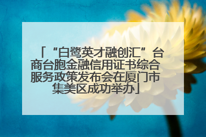 “白鹭英才融创汇”台商台胞金融信用证书综合服务政策发布会在厦门市集美区成功举办