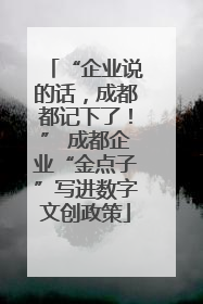 “企业说的话，成都都记下了！” 成都企业“金点子”写进数字文创政策