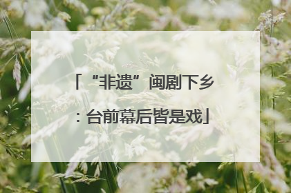 “非遗”闽剧下乡：台前幕后皆是戏