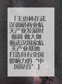 王忠林在武汉调研商业航天产业发展时强调 做大做强武汉国家航天产业基地 打造具有全国影响力的“中国星谷”
