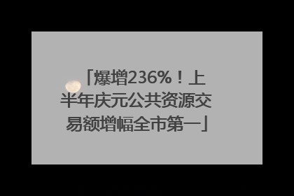 爆增236%！上半年庆元公共资源交易额增幅全市第一