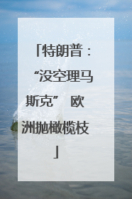 特朗普：“没空理马斯克” 欧洲抛橄榄枝