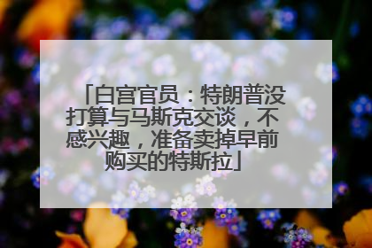 白宫官员：特朗普没打算与马斯克交谈，不感兴趣，准备卖掉早前购买的特斯拉