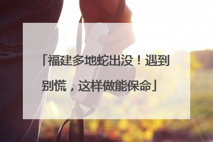 福建多地蛇出没！遇到别慌，这样做能保命
