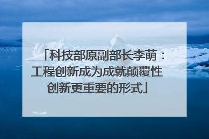 科技部原副部长李萌：工程创新成为成就颠覆性创新更重要的形式