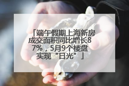 端午假期上海新房成交面积同比增长87%，5月9个楼盘实现“日光”