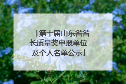 第十届山东省省长质量奖申报单位及个人名单公示