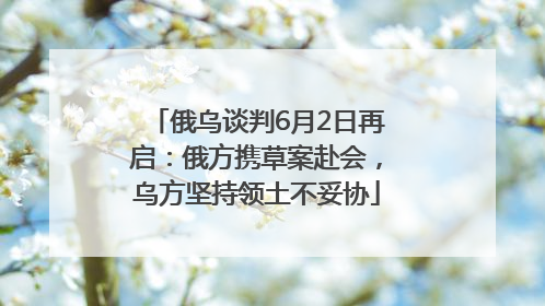 俄乌谈判6月2日再启：俄方携草案赴会，乌方坚持领土不妥协