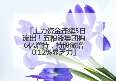 主力资金连续5日流出！五粮液集团掏6亿增持，持股微增0.12%显乏力