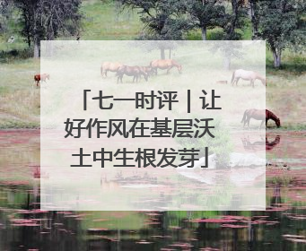 七一时评｜让好作风在基层沃土中生根发芽