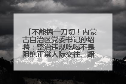 不能搞一刀切！内蒙古自治区党委书记孙绍骋：整治违规吃喝不是阻绝正常人际交往、黯淡人间烟火