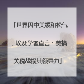 世界因中美缓和松气，埃及学者直言：美搞关税战损其领导力