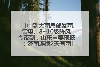 中到大雨局部暴雨、雷电、8~10级阵风今夜到，山东重要预报；济南连续2天有雨
