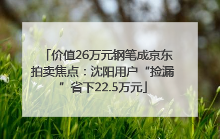 价值26万元钢笔成京东拍卖焦点：沈阳用户“捡漏”省下22.5万元