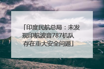 印度民航总局：未发现印航波音787机队存在重大安全问题