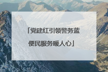 党建红引领警务蓝 便民服务暖人心