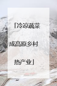 冷凉蔬菜成高原乡村热产业