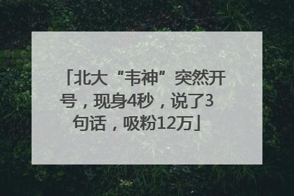 北大“韦神”突然开号，现身4秒，说了3句话，吸粉12万