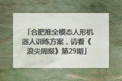 合肥推全模态人形机器人训练方案，请看《浪尖周报》第29期