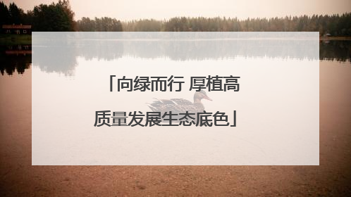 向绿而行 厚植高质量发展生态底色