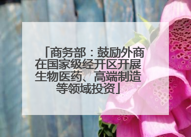 商务部：鼓励外商在国家级经开区开展生物医药、高端制造等领域投资