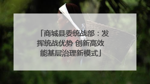 商城县委统战部：发挥统战优势 创新高效能基层治理新模式