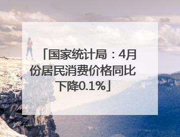 国家统计局：4月份居民消费价格同比下降0.1%