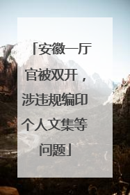 安徽一厅官被双开，涉违规编印个人文集等问题