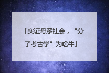 实证母系社会，“分子考古学”为啥牛