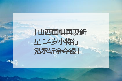 山西围棋再现新星 14岁小将行泓丞斩金夺银