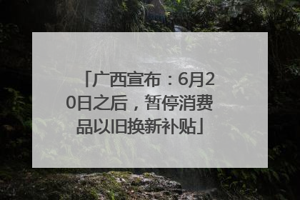 广西宣布：6月20日之后，暂停消费品以旧换新补贴