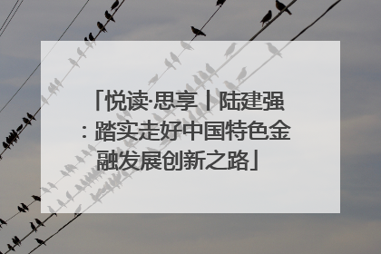 悦读·思享丨陆建强：踏实走好中国特色金融发展创新之路