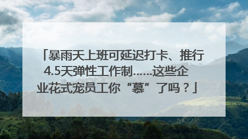 暴雨天上班可延迟打卡、推行4.5天弹性工作制……这些企业花式宠员工你“慕”了吗？