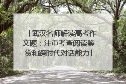 武汉名师解读高考作文题：注重考查阅读鉴赏和跨时代对话能力
