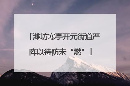 潍坊寒亭开元街道严阵以待防未“燃”