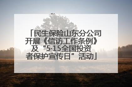 民生保险山东分公司开展《信访工作条例》及“5·15全国投资者保护宣传日”活动
