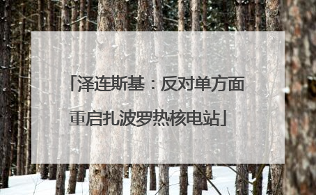 泽连斯基：反对单方面重启扎波罗热核电站