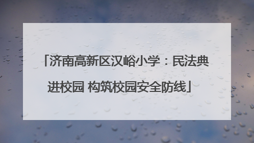 济南高新区汉峪小学：民法典进校园 构筑校园安全防线