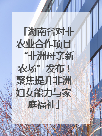 湖南省对非农业合作项目“非洲母亲新农场”发布！聚焦提升非洲妇女能力与家庭福祉