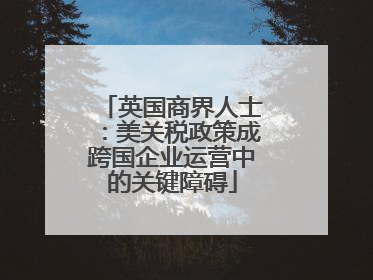 英国商界人士：美关税政策成跨国企业运营中的关键障碍