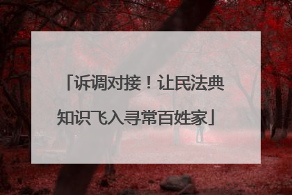 诉调对接！让民法典知识飞入寻常百姓家