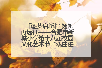 逐梦启新程 扬帆再远征——合肥市新城小学第十八届校园文化艺术节“戏曲进校园专场演出”