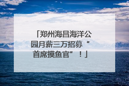 郑州海昌海洋公园月薪三万招募“首席摸鱼官”！