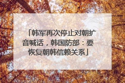 韩军再次停止对朝扩音喊话，韩国防部：要恢复朝韩信赖关系