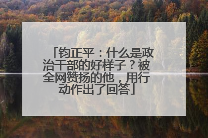钧正平：什么是政治干部的好样子？被全网赞扬的他，用行动作出了回答