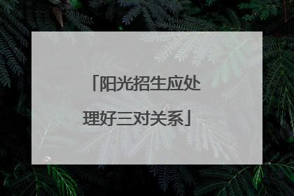 阳光招生应处理好三对关系