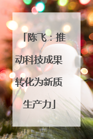 陈飞：推动科技成果转化为新质生产力