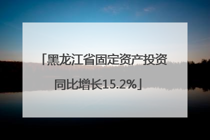 黑龙江省固定资产投资同比增长15.2%