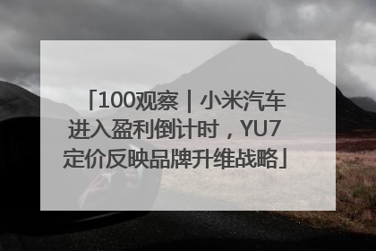 100观察｜小米汽车进入盈利倒计时，YU7定价反映品牌升维战略