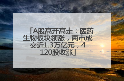 A股高开高走：医药生物板块领涨，两市成交近1.3万亿元，4120股收涨